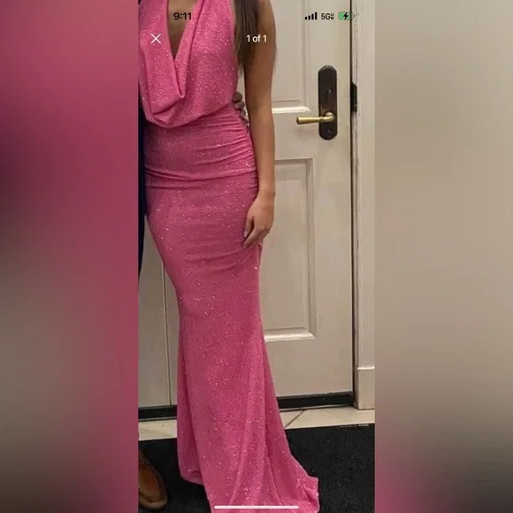 Windsor Dresses | Windsor Pink Sparkle Cowl Neck Maxi Dress | Color: Pink | Size: S | Hannahnjonesy's Closet